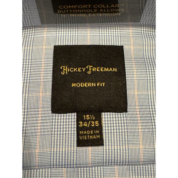 15.5 34/35 Hickey Freeman Modern Fit Easy Care Purple Checkered Dress Shirt NWT - Picture 2 of 9